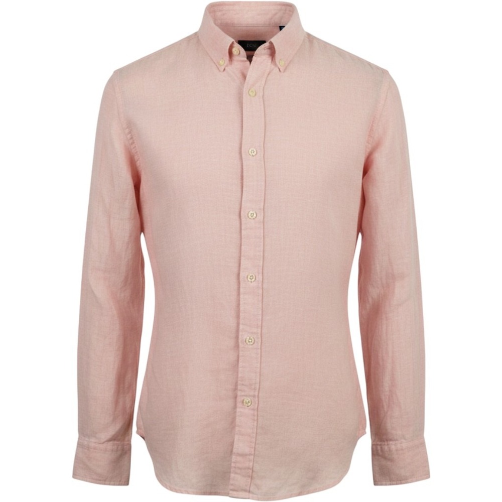 J.Crew Mens Slim Fit Linen Button Down Shirt Peach Pink Large Long Sleeve 720